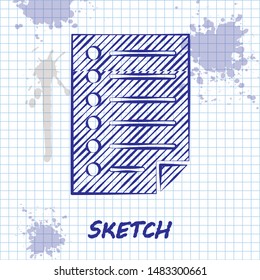 Sketch line Document icon isolated on white background. File icon. Checklist icon. Business concept.  Vector Illustration