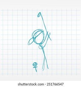 Sketch line drawing golfer