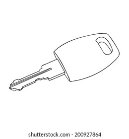 Sketch line drawing of keys isolated illustration on white background