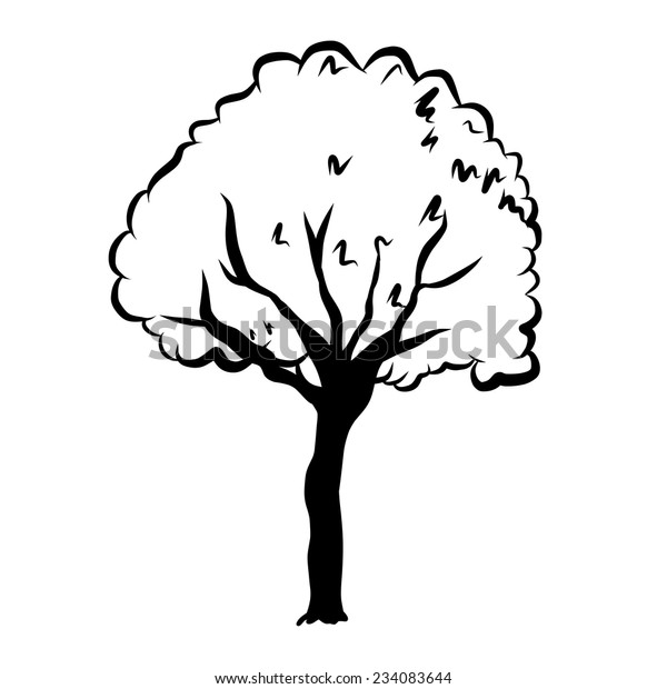 Sketch Line Drawing Tree Isolated Illustration Stock Vector (Royalty