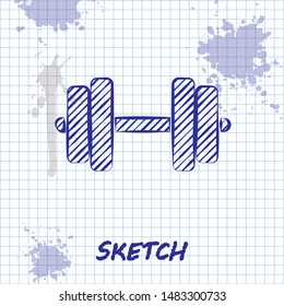 Sketch line Dumbbell icon isolated on white background. Muscle lifting icon, fitness barbell, gym icon, sports equipment symbol, exercise bumbbell. Vector Illustration Sketch line Dumbbell icon isolated on white background. Muscle lifting icon, fitness barbell, gym icon, sports equipment symbol, exercise bumbbell. Vector Illustration