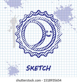 Sketch line Eclipse of the sun icon isolated on white background. Total sonar eclipse.  Vector Illustration