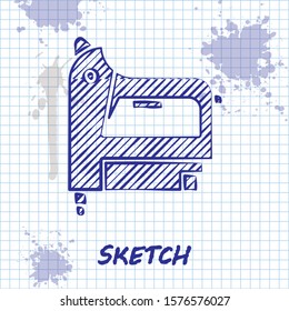 Sketch line Electric construction stapler icon isolated on white background. Working tool.  Vector Illustration