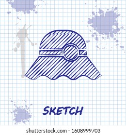 Sketch line Elegant women hat icon isolated on white background.  Vector Illustration