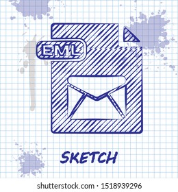Sketch line EML file document. Download eml button icon isolated on white background. EML file symbol.  Vector Illustration