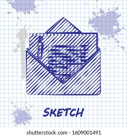 Sketch line Envelope icon isolated on white background. Email message letter symbol.  Vector Illustration