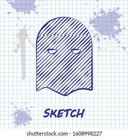 Sketch line Executioner mask icon isolated on white background. Hangman Vector Illustration