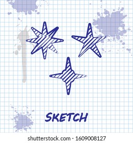 Sketch line Falling star icon isolated on white background. Meteoroid, meteorite, comet, asteroid, star icon.  Vector Illustration