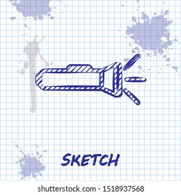 Sketch line Flashlight icon isolated on white background.  Vector Illustration