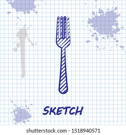 Sketch line Fork icon isolated on white background. Cutlery symbol.  Vector Illustration