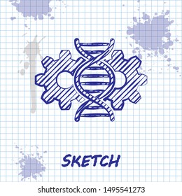 Sketch line Gene editing icon isolated on white background. Genetic engineering. DNA researching, research.  Vector Illustration