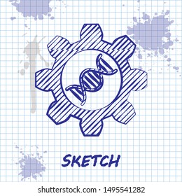 Sketch line Genetic engineering icon isolated on white background. DNA analysis, genetics testing, cloning, paternity testing.  Vector Illustration