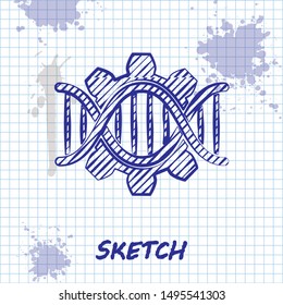 Sketch line Genetic engineering icon isolated on white background. DNA analysis, genetics testing, cloning, paternity testing.  Vector Illustration