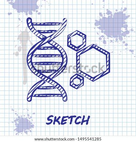 Sketch line Genetic engineering icon isolated on white background. DNA analysis, genetics testing, cloning, paternity testing.  Vector Illustration