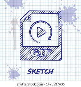 Sketch line GIF file document. Download gif button icon isolated on white background. GIF file symbol.  Vector Illustration