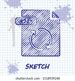Sketch line GIF file document. Download gif button icon isolated on white background. GIF file symbol.  Vector Illustration