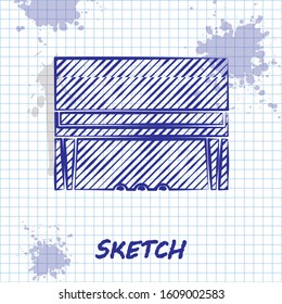 Sketch line Grand piano icon isolated on white background. Musical instrument.  Vector Illustration