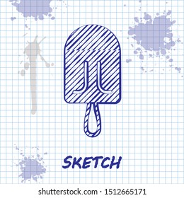 Sketch line Ice cream icon isolated on white background. Sweet symbol.  Vector Illustration