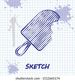 Sketch line Ice cream icon isolated on white background. Sweet symbol.  Vector Illustration