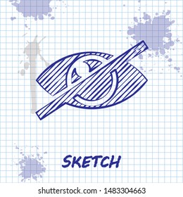 Sketch line Invisible or hide icon isolated on white background.  Vector Illustration