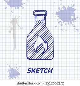 Sketch line Ketchup bottle icon isolated on white background.  Vector Illustration