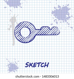 Sketch line Key icon isolated on white background.  Vector Illustration