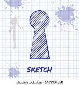 Sketch line Keyhole icon isolated on white background. Key of success solution. Keyhole express the concept of riddle, secret, safety, security.  Vector Illustration