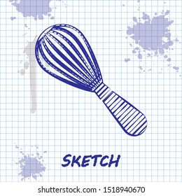 Sketch line Kitchen whisk icon isolated on white background. Cooking utensil, egg beater. Cutlery sign. Food mix symbol.  Vector Illustration
