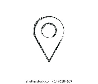 sketch line localization pin map sing stroke icon on white background