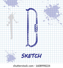 Sketch line Medieval bow icon isolated on white background. Medieval weapon.  Vector Illustration