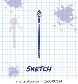 Sketch line Medieval spear icon isolated on white background. Medieval weapon.  Vector Illustration
