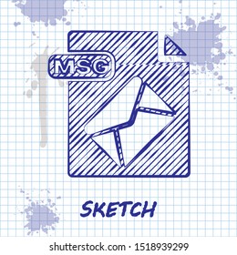 Sketch line MSG file document. Download msg button icon isolated on white background. MSG file symbol.  Vector Illustration
