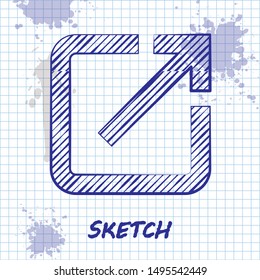 Sketch line Open in new window icon isolated on white background. Open another tab button sign. Browser frame symbol. External link sign.  Vector Illustration