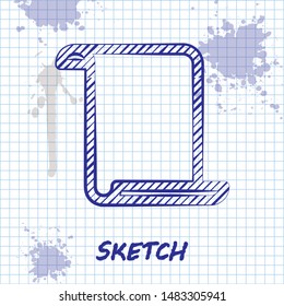 Sketch line Paper scroll icon isolated on white background. Canvas scroll sign.  Vector Illustration