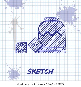 Sketch line Pirate game dice icon isolated on white background. Casino gambling.  Vector Illustration