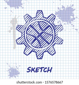 Sketch line Planning strategy concept icon isolated on white background. Basketball cup formation and tactic.  Vector Illustration
