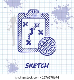 Sketch line Planning strategy concept icon isolated on white background. Basketball cup formation and tactic.  Vector Illustration