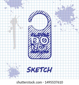 Sketch line Please do not disturb icon isolated on white background. Hotel Door Hanger Tags.  Vector Illustration