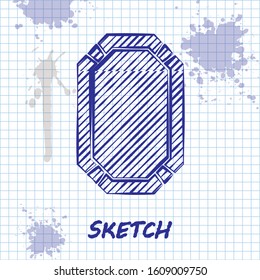 Sketch line Poker table icon isolated on white background.  Vector Illustration