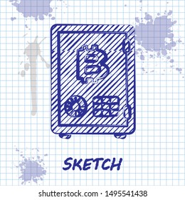 Sketch line Proof of stake icon isolated on white background. Cryptocurrency economy and finance collection.  Vector Illustration