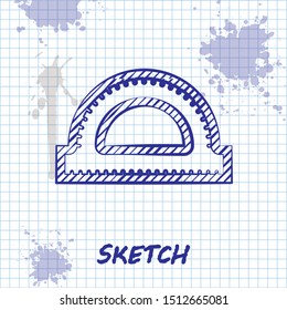 Sketch line Protractor grid for measuring degrees icon isolated on white background. Tilt angle meter. Measuring tool. Geometric symbol.  Vector Illustration