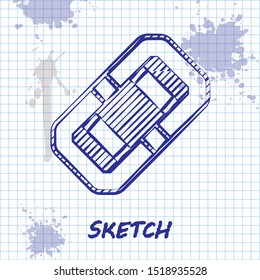 Sketch line Rafting boat icon isolated on white background. Inflatable boat. Water sports, extreme sports, holiday, vacation, team building.  Vector Illustration
