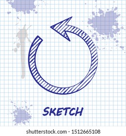 Sketch line Refresh icon isolated on white background. Reload symbol. Rotation arrow in a circle sign.  Vector Illustration