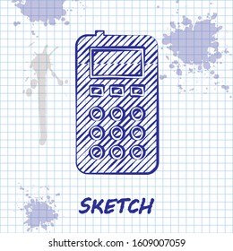 Sketch line Remote control icon isolated on white background.  Vector Illustration