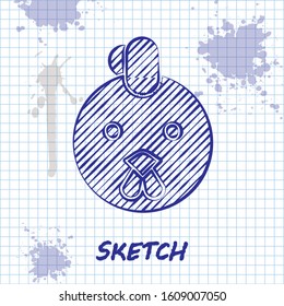 Sketch line Rooster zodiac sign icon isolated on white background. Astrological horoscope collection.  Vector Illustration