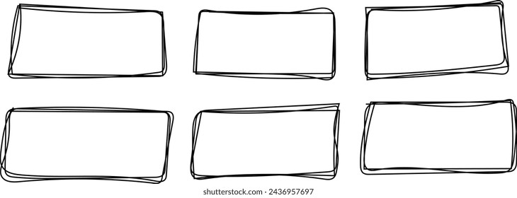 Sketch line round circular and square shape vector illustration.