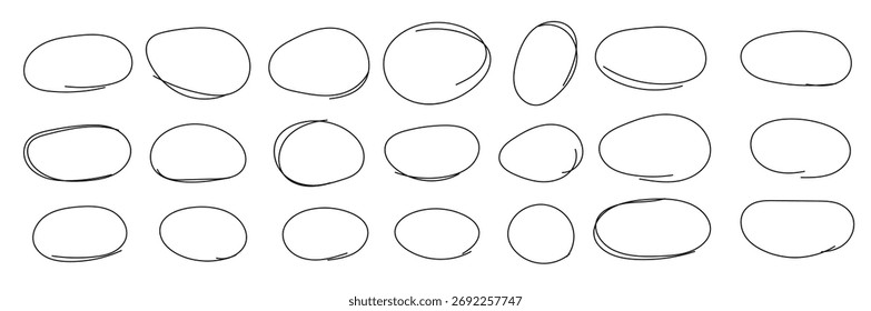 sketch line round circular and square shape