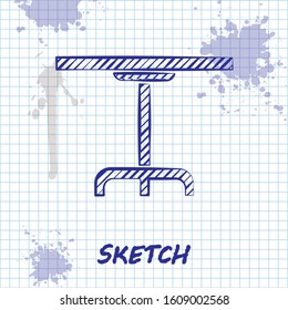 Sketch line Round table icon isolated on white background.  Vector Illustration