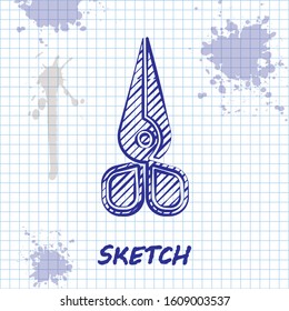 Sketch line Scissors icon isolated on white background. Cutting tool sign.  Vector Illustration