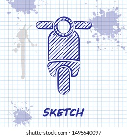Sketch line Scooter icon isolated on white background.  Vector Illustration